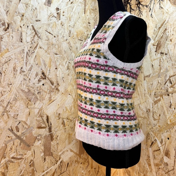 Vintage - Handmade - Wool Multicolor Grandmacore - Sweatervest Size XS / S - Picture 2 of 7